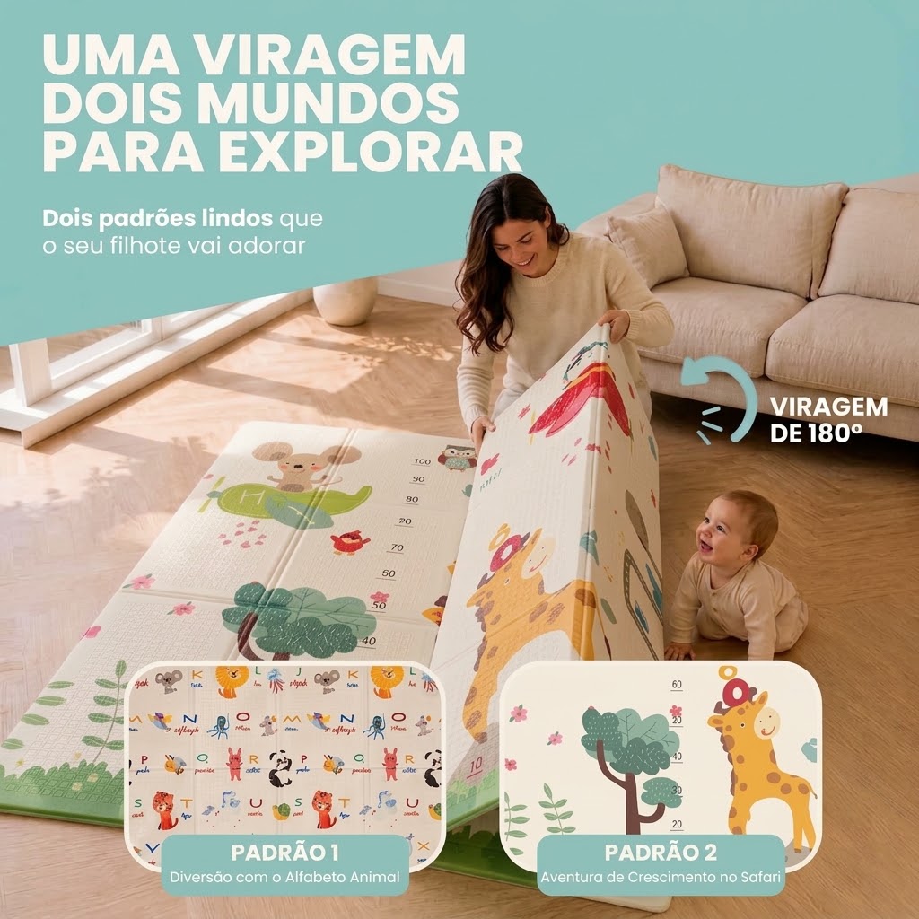 Tapete Didático de Atividades Dobrável Bebé 180x150 - Image 2